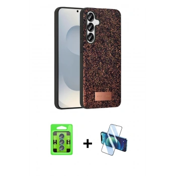 MARSİLYAN™- Galaxy S25 Plus Kılıf Vadi Klasik Serisi - Siyah 3D Antistatik Seramik Nano Ekran Koruyucu + Raze Metal Kamera Lens - MI