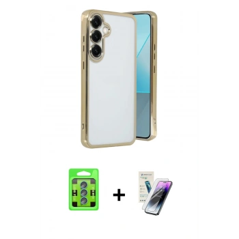 MARSİLYAN™- Galaxy S25 Plus Kılıf Vadi Minimal - Şeffaf Pasifik Cam Ekran Koruyucu + Raze Metal Kamera Lens - MI