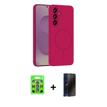 MARSİLYAN™- Galaxy S25 Plus Kılıf Yankı Form Serisi - Siyah 3D Antistatik Hayalet Cam Ekran Koruyucu + Raze Metal Kamera Lens - MI