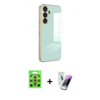 MARSİLYAN™- Galaxy S25 Plus Kılıf Yankı Serisi - Şeffaf Pasifik Cam Ekran Koruyucu + Raze Metal Kamera Lens - LI