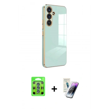 MARSİLYAN™- Galaxy S25 Plus Kılıf Yankı Serisi - Şeffaf Pasifik Cam Ekran Koruyucu + Raze Metal Kamera Lens - MI