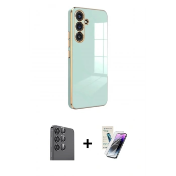 MARSİLYAN™- Galaxy S25 Plus Kılıf Yankı Serisi - Şeffaf Pasifik Cam Ekran Koruyucu + Raze Metal Kamera Lens - SH