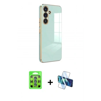 MARSİLYAN™- Galaxy S25 Plus Kılıf Yankı Serisi - Siyah 3D Antistatik Seramik Nano Ekran Koruyucu + Raze Metal Kamera Lens - MI