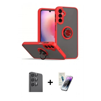 MARSİLYAN™- Galaxy S25 Plus Kılıf Yörünge Çizgi - Şeffaf Pasifik Cam Ekran Koruyucu + Raze Metal Kamera Lens - SH