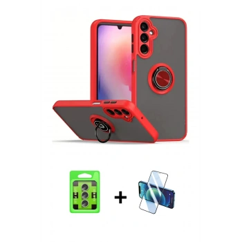 MARSİLYAN™- Galaxy S25 Plus Kılıf Yörünge Çizgi - Siyah 3D Antistatik Seramik Nano Ekran Koruyucu + Raze Metal Kamera Lens - LI