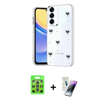 MARSİLYAN™- Galaxy S25 Plus Kılıf Yörünge Form - Şeffaf Pasifik Cam Ekran Koruyucu + Raze Metal Kamera Lens - LI