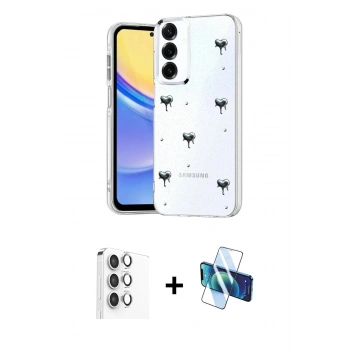MARSİLYAN™- Galaxy S25 Plus Kılıf Yörünge Form - Siyah 3D Antistatik Seramik Nano Ekran Koruyucu + Raze Metal Kamera Lens - GS