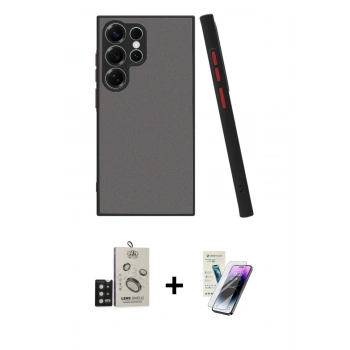 MARSİLYAN™- Galaxy S25 Ultra Kılıf Ahenk Çizgi Serisi - Şeffaf Pasifik Cam Ekran Koruyucu + Bilvis Titan Kamera Lens - SH
