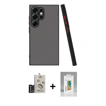 MARSİLYAN™- Galaxy S25 Ultra Kılıf Ahenk Çizgi Serisi - Şeffaf Polymer Nano Ekran Koruyucu + Bilvis Titan Kamera Lens - SH