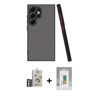 MARSİLYAN™- Galaxy S25 Ultra Kılıf Ahenk Çizgi Serisi - Şeffaf Polymer Nano Ekran Koruyucu + Bilvis Titan Kamera Lens - GS