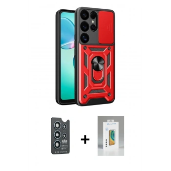 MARSİLYAN™- Galaxy S25 Ultra Kılıf Ahenk Klasik - Şeffaf Polymer Nano Ekran Koruyucu + Bilvis Titan Kamera Lens - LT