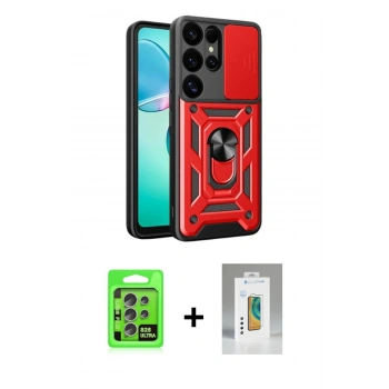MARSİLYAN™- Galaxy S25 Ultra Kılıf Ahenk Klasik - Şeffaf Polymer Nano Ekran Koruyucu + Raze Metal Kamera Lens - NLGY