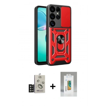 MARSİLYAN™- Galaxy S25 Ultra Kılıf Ahenk Klasik - Şeffaf Polymer Nano Ekran Koruyucu + Bilvis Titan Kamera Lens - TNGI