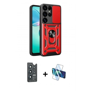 MARSİLYAN™- Galaxy S25 Ultra Kılıf Ahenk Klasik - Siyah 3D Antistatik Seramik Nano Ekran Koruyucu + Bilvis Titan Kamera Lens - LT