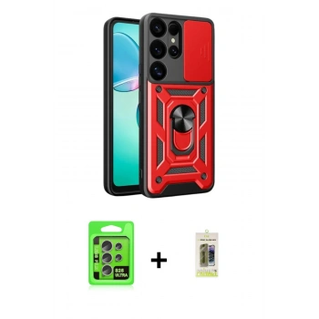 MARSİLYAN™- Galaxy S25 Ultra Kılıf Ahenk Klasik - Siyah Joko Magic 5D Hayalet Cam + Raze Metal Kamera Lens - NLGY