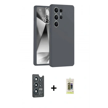 MARSİLYAN™- Galaxy S25 Ultra Kılıf Ahenk Serisi - Siyah Joko Magic 5D Hayalet Cam + Bilvis Titan Kamera Lens - LT