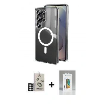 MARSİLYAN™- Galaxy S25 Ultra Kılıf Ahenk Yansıma Prime - Şeffaf Polymer Nano Ekran Koruyucu + Bilvis Titan Kamera Lens - GS