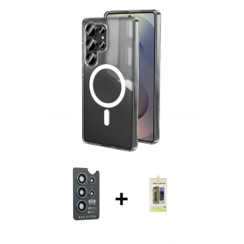 MARSİLYAN™- Galaxy S25 Ultra Kılıf Ahenk Yansıma Prime - Siyah Joko Magic 5D Hayalet Cam + Bilvis Titan Kamera Lens - LT