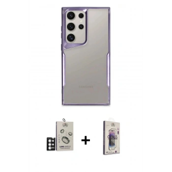 MARSİLYAN™- Galaxy S25 Ultra Kılıf Akış Çizgi Koleksiyonu - Siyah Bilvis 3D Cam Ekran Koruyucu + Bilvis Titan Kamera Lens - GS