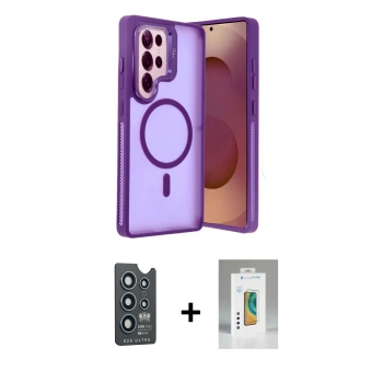 MARSİLYAN™- Galaxy S25 Ultra Kılıf Akış Form - Şeffaf Polymer Nano Ekran Koruyucu + Bilvis Titan Kamera Lens - LT