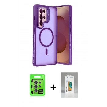 MARSİLYAN™- Galaxy S25 Ultra Kılıf Akış Form - Şeffaf Polymer Nano Ekran Koruyucu + Raze Metal Kamera Lens - NLGY