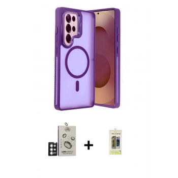 MARSİLYAN™- Galaxy S25 Ultra Kılıf Akış Form - Siyah Joko Magic 5D Hayalet Cam + Bilvis Titan Kamera Lens - GS