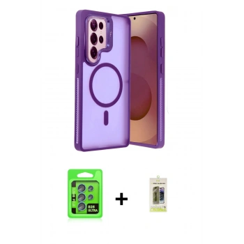 MARSİLYAN™- Galaxy S25 Ultra Kılıf Akış Form - Siyah Joko Magic 5D Hayalet Cam + Raze Metal Kamera Lens - MI
