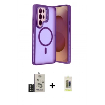 MARSİLYAN™- Galaxy S25 Ultra Kılıf Akış Form - Siyah Joko Magic 5D Hayalet Cam + Bilvis Titan Kamera Lens - SH
