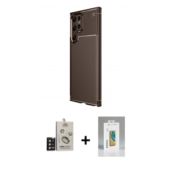 MARSİLYAN™- Galaxy S25 Ultra Kılıf Eksen Form Prime - Şeffaf Polymer Nano Ekran Koruyucu + Bilvis Titan Kamera Lens - SH