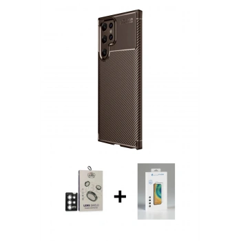 MARSİLYAN™- Galaxy S25 Ultra Kılıf Eksen Form Prime - Şeffaf Polymer Nano Ekran Koruyucu + Bilvis Titan Kamera Lens - GS