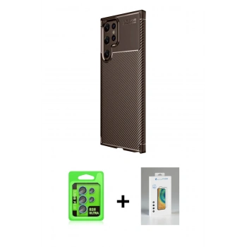 MARSİLYAN™- Galaxy S25 Ultra Kılıf Eksen Form Prime - Şeffaf Polymer Nano Ekran Koruyucu + Raze Metal Kamera Lens - MI