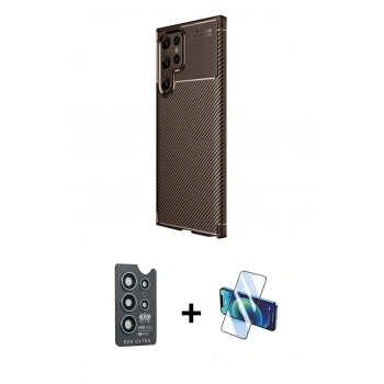 MARSİLYAN™- Galaxy S25 Ultra Kılıf Eksen Form Prime - Siyah 3D Antistatik Seramik Nano Ekran Koruyucu + Bilvis Titan Kamera Lens - LT