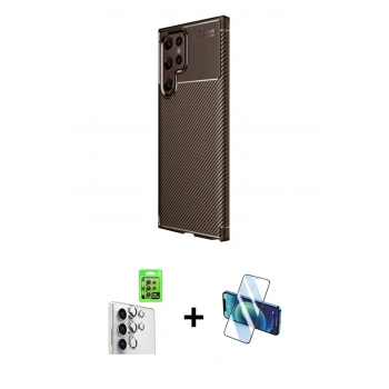 MARSİLYAN™- Galaxy S25 Ultra Kılıf Eksen Form Prime - Siyah 3D Antistatik Seramik Nano Ekran Koruyucu + Raze Metal Kamera Lens - GS