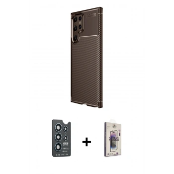 MARSİLYAN™- Galaxy S25 Ultra Kılıf Eksen Form Prime - Siyah Bilvis 3D Cam Ekran Koruyucu + Bilvis Titan Kamera Lens - LT