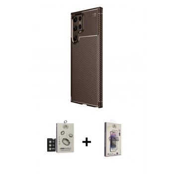 MARSİLYAN™- Galaxy S25 Ultra Kılıf Eksen Form Prime - Siyah Bilvis 3D Cam Ekran Koruyucu + Bilvis Titan Kamera Lens - TNGI