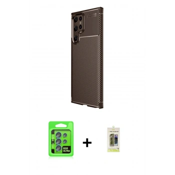 MARSİLYAN™- Galaxy S25 Ultra Kılıf Eksen Form Prime - Siyah Joko Magic 5D Hayalet Cam + Raze Metal Kamera Lens - MI