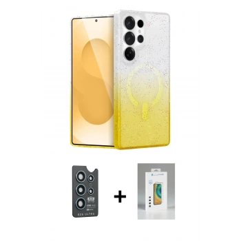 MARSİLYAN™- Galaxy S25 Ultra Kılıf Eksen Minimal Özel Seri - Şeffaf Polymer Nano Ekran Koruyucu + Bilvis Titan Kamera Lens - LT