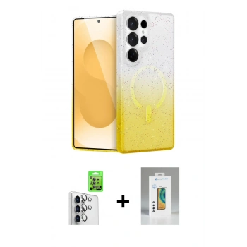 MARSİLYAN™- Galaxy S25 Ultra Kılıf Eksen Minimal Özel Seri - Şeffaf Polymer Nano Ekran Koruyucu + Raze Metal Kamera Lens - GS