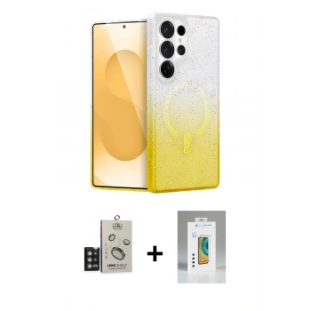 MARSİLYAN™- Galaxy S25 Ultra Kılıf Eksen Minimal Özel Seri - Şeffaf Polymer Nano Ekran Koruyucu + Bilvis Titan Kamera Lens - TNGI