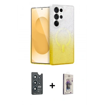 MARSİLYAN™- Galaxy S25 Ultra Kılıf Eksen Minimal Özel Seri - Siyah Bilvis 3D Cam Ekran Koruyucu + Bilvis Titan Kamera Lens - LT