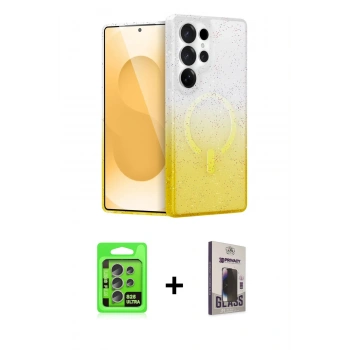 MARSİLYAN™- Galaxy S25 Ultra Kılıf Eksen Minimal Özel Seri - Siyah Bilvis Hayalet Cam Ekran Koruyucu + Raze Metal Kamera Lens - NLGY
