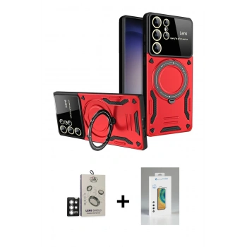 MARSİLYAN™- Galaxy S25 Ultra Kılıf Kıvılcım Modern Serisi - Şeffaf Polymer Nano Ekran Koruyucu + Bilvis Titan Kamera Lens - GS