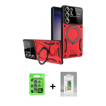 MARSİLYAN™- Galaxy S25 Ultra Kılıf Kıvılcım Modern Serisi - Şeffaf Polymer Nano Ekran Koruyucu + Raze Metal Kamera Lens - MI