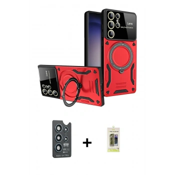 MARSİLYAN™- Galaxy S25 Ultra Kılıf Kıvılcım Modern Serisi - Siyah Joko Magic 5D Hayalet Cam + Bilvis Titan Kamera Lens - LT