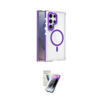 MARSİLYAN™- Galaxy S25 Ultra Kılıf Kozmos Doku Koleksiyonu - Şeffaf Pasifik Cam Ekran Koruyucu