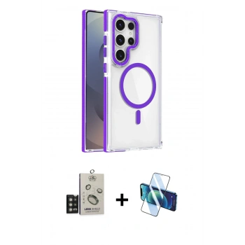 MARSİLYAN™- Galaxy S25 Ultra Kılıf Kozmos Doku Koleksiyonu - Siyah 3D Antistatik Seramik Nano Ekran Koruyucu + Bilvis Titan Kamera Lens - TNGI