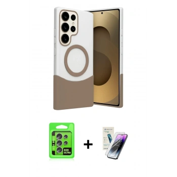 MARSİLYAN™- Galaxy S25 Ultra Kılıf Kozmos Form Özel Seri - Şeffaf Pasifik Cam Ekran Koruyucu + Raze Metal Kamera Lens - NLGY