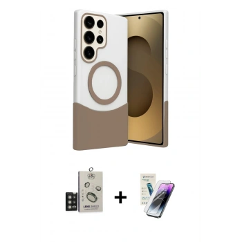 MARSİLYAN™- Galaxy S25 Ultra Kılıf Kozmos Form Özel Seri - Şeffaf Pasifik Cam Ekran Koruyucu + Bilvis Titan Kamera Lens - TNGI