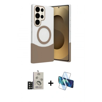 MARSİLYAN™- Galaxy S25 Ultra Kılıf Kozmos Form Özel Seri - Siyah 3D Antistatik Cam Ekran Koruyucu + Bilvis Titan Kamera Lens - SH
