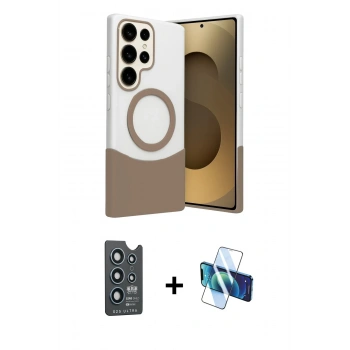 MARSİLYAN™- Galaxy S25 Ultra Kılıf Kozmos Form Özel Seri - Siyah 3D Antistatik Seramik Nano Ekran Koruyucu + Bilvis Titan Kamera Lens - LT